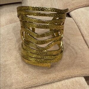 Karine Sultan Gold Textured swirl Cuff Bracelet